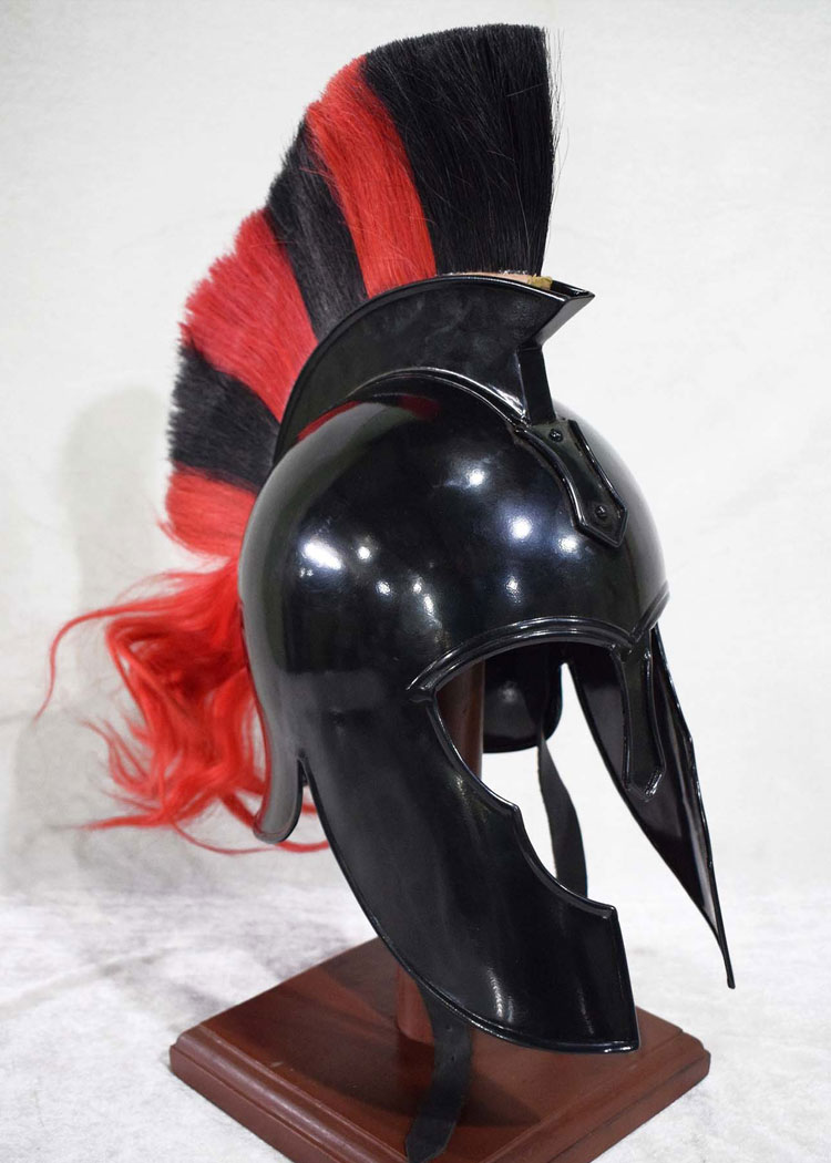 Medieval Knight Spartan Helm h Greek Corinthian Armor Helmet With Black Plume 